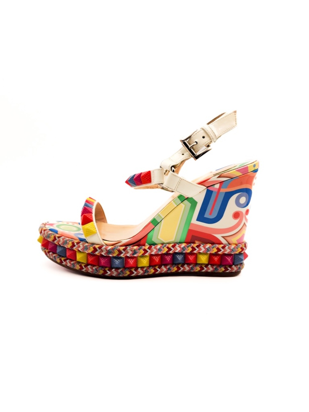 Christian Louboutin Leather Pyraclou 110 Studded Platform Sandals EU 37 - Picture 3 of 7